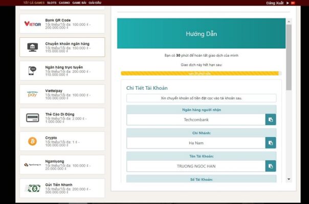 cách nạp tiền thành công tại live casino house 5 chuyển tiền vào tài khoản ngân hàng nhà cái