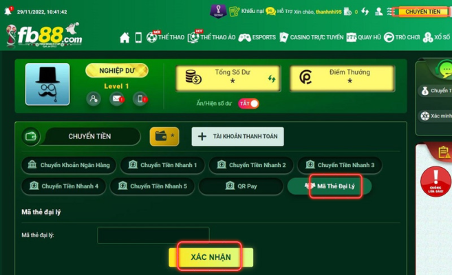 nạp tiền fb88: đảm bảo thành công 100% cho tài khoản 8 nạp tiền fb88 qua mã thẻ đại lý