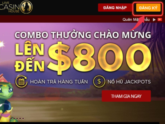 hướng dẫn đăng ký tạo tài khoản live casino house nhanh chóng 2 chọn nút đăng ký live casino house