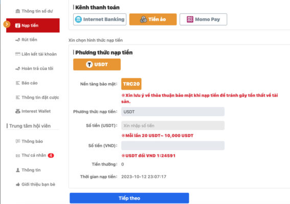 nạp tiền nhanh chóng và an toàn tại dubai palace 5 nạp tiền dubai palace qua ví tiền ảo usdt