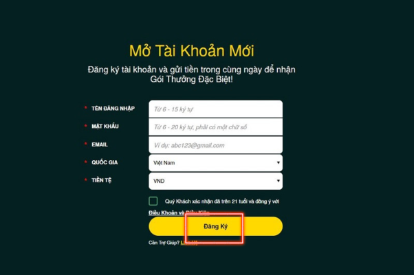 hướng dẫn đăng ký v9bet nhanh chóng trong 5 phút 3 nhập thông tin đăng ký v9bet