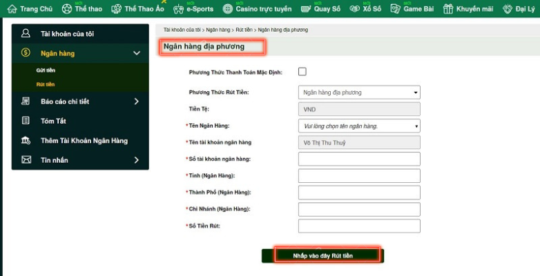 hướng dẫn rút tiền v9bet an toàn về tài khoản 3 nhập thông tin và hoàn tất lệnh rút tiền v9bet