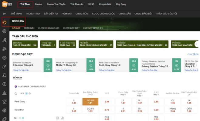 hướng dẫn cá cược bóng đá 188bet dành cho tân binh 1 vào mục thể thao chọn cá cược bóng đá 188bet