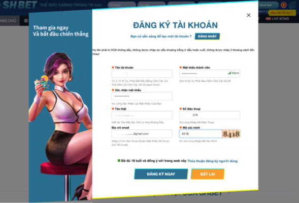 hướng dẫn đăng ký shbet chi tiết dễ hiểu từng bước 3 điền thông tin mở tài khoản shbet